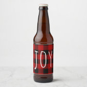 Étiquette Pour Bouteilles De Bière Red Buffalo Plaid & Joy | Holiday (Devant)
