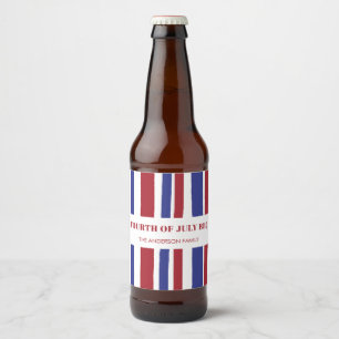 Étiquette Pour Bouteilles De Bière Red White Blue Stripes 4 juillet BBQ Party