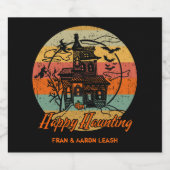 Étiquette Pour Bouteilles De Bière Retro Halloween Happy Haunting Haunting Haunting H (Étiquettes simples)