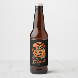 Étiquette Pour Bouteilles De Bière Retro Halloween Vive la saison effrayante d'automn
