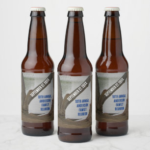 Étiquette Pour Bouteilles De Bière Réunion de famille au Lakehouse Vacances Rustique