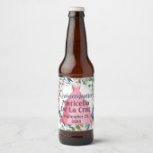 Étiquette Pour Bouteilles De Bière Robe rose Quinceanera (Devant)