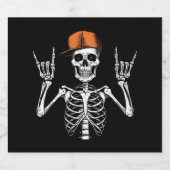 Étiquette Pour Bouteilles De Bière Rocker Skeleton Casquette Skin Cool Halloween Punk (Étiquettes simples)
