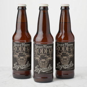 Étiquette Pour Bouteilles De Bière Rodéo personnalisé Old West Steer Roping Légendes