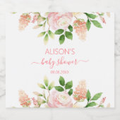 Étiquette Pour Bouteilles De Bière Rose rose élégant Baby shower floral fille (Étiquettes simples)