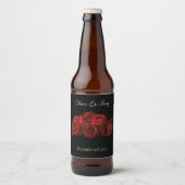 Étiquette Pour Bouteilles De Bière Roses rouges Mariage noir blanc (Devant)