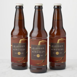 Étiquette Pour Bouteilles De Bière Rouge de ton noir noir Abstrait Mariage Extraordin