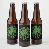 Étiquette Pour Bouteilles De Bière Rub Me For Luck St Patrick's Day Shamrock (Bouteilles)