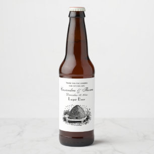 Étiquette Pour Bouteilles De Bière Ruche et Abeilles #1 Héraldique Vintage
