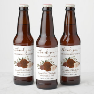Étiquette Pour Bouteilles De Bière Rust Orange Elegant Boho Rose Mariage Merci