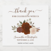 Étiquette Pour Bouteilles De Bière Rust Orange Elegant Boho Rose Mariage Merci (Étiquettes simples)
