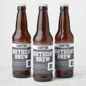 Étiquette Pour Bouteilles De Bière Rustic Grey 21e brasse Joyeux anniversaire (Bouteilles)