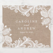 Étiquette Pour Bouteilles De Bière Rustique Burlap et Mariage de dentelle (Étiquettes simples)