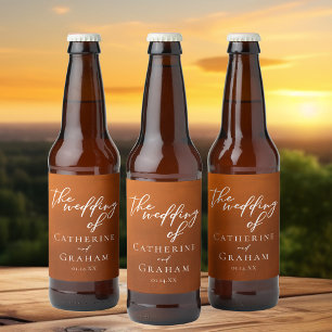 Étiquette Pour Bouteilles De Bière Rustique Burnt Orange Boho Personnalisé Mariage