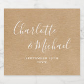 Étiquette Pour Bouteilles De Bière Rustique kraft élégant Mariage de script signature (Étiquettes simples)