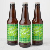 Étiquette Pour Bouteilles De Bière Saint Patrck's Day Lucky Clover Green Tartan Custo (Bouteilles)