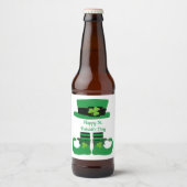 Étiquette Pour Bouteilles De Bière Saint Patrick, Irlandais, Leprechaun, Vert (Devant)