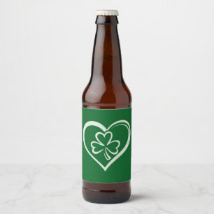 Étiquette Pour Bouteilles De Bière Saint Patrick's Day Drôle Shamrock Coeur irlandais