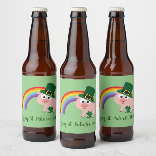 Étiquette Pour Bouteilles De Bière Saint Patrick's Day Leprechaun Pig (Bouteilles)