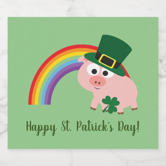 Étiquette Pour Bouteilles De Bière Saint Patrick's Day Leprechaun Pig (Étiquettes simples)