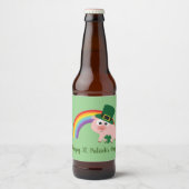 Étiquette Pour Bouteilles De Bière Saint Patrick's Day Leprechaun Pig (Devant)