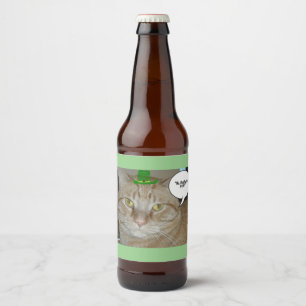 Étiquette Pour Bouteilles De Bière Saint Patrick's Day Tabby Cat