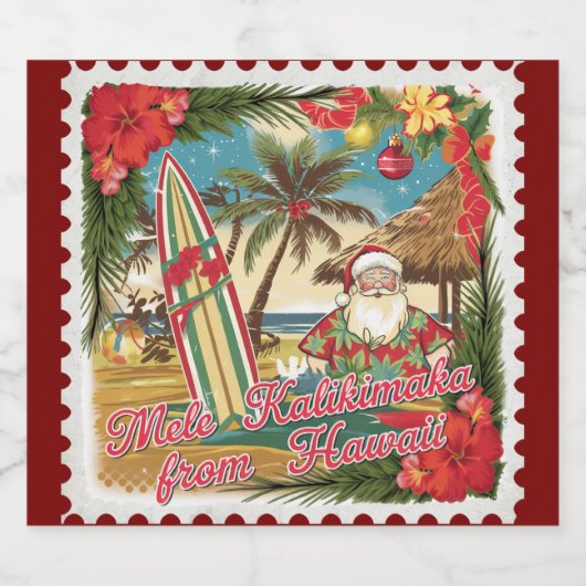 Étiquette Pour Bouteilles De Bière Salutations de Noël de Hawaii Holiday (Étiquettes simples)