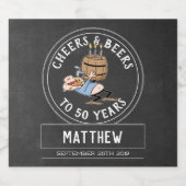 Étiquette Pour Bouteilles De Bière Salutations Et Bières 50e Anniversaire Noir Et Bla (Étiquettes simples)