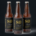 Étiquette Pour Bouteilles De Bière Script Black & Gold 80th Birthday Cocktail Party<br><div class="desc">Script Black & Gold 80th Birthday Cocktail Party Bière bouteille Étiquette</div>