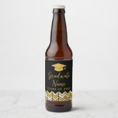 Étiquette Pour Bouteilles De Bière Script Grad Name avec Casquette - Graduation Black (Devant)