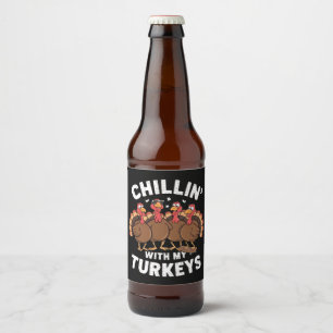 Étiquette Pour Bouteilles De Bière Se détendre avec mes dindes Cadeau de famille de T