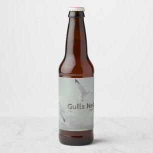 Étiquette Pour Bouteilles De Bière Seagulls Beach Birds in-fly Retro Bird