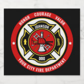 Étiquette Pour Bouteilles De Bière Secourt de pompier AJOUTER LE NOM Insigne du servi (Étiquettes simples)