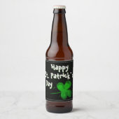 Étiquette Pour Bouteilles De Bière Shamrock vert irlandais Bonne St Patrick`s Day (Devant)
