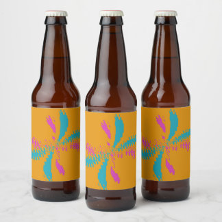 Étiquette Pour Bouteilles De Bière Simple Abstrait Papillon Motif Messy Vol