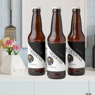 Étiquette Pour Bouteilles De Bière Simple Graduation noir et blanc