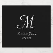Étiquette Pour Bouteilles De Bière Simple Mariage de script de monogramme noir et bla (Étiquettes simples)