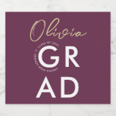 Étiquette Pour Bouteilles De Bière Simple Moderne Design élégant Burgundy Graduation (Étiquettes simples)