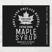 Étiquette Pour Bouteilles De Bière Sirop d'érable à feuille blanche Logo à courbe noi (Étiquettes simples)