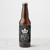 Étiquette Pour Bouteilles De Bière Sirop d'érable à feuille blanche Logo à courbe noi (Devant)