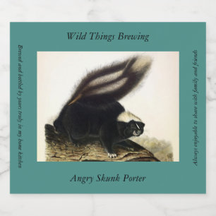 Étiquette Pour Bouteilles De Bière Skunk américaine commune ou Striped Skunk, par Aud