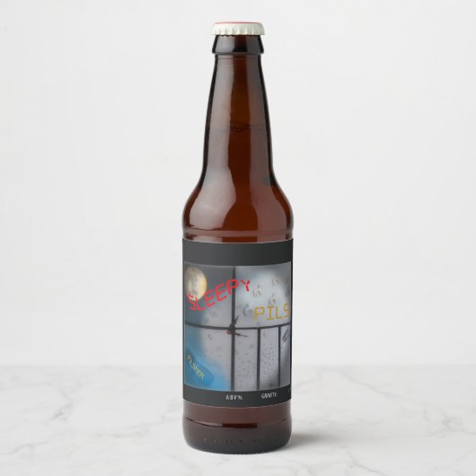 Étiquette Pour Bouteilles De Bière Sleepy Pils, nom et style (Devant)