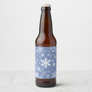 Étiquette Pour Bouteilles De Bière Snowflakes Personnaliser graphique Arrière - plan 