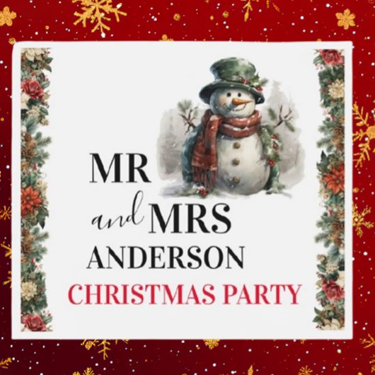 Étiquette Pour Bouteilles De Bière Snowman mignon Aquarelle souhaits de Noël