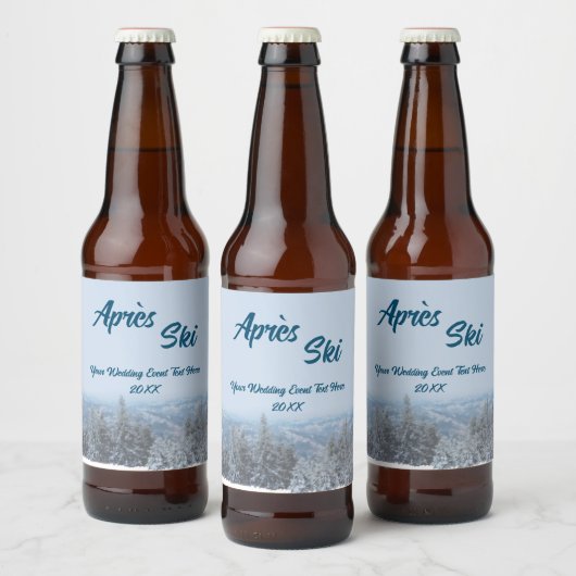 Étiquette Pour Bouteilles De Bière Snowy Mountain Forest Apres Ski Mariage Event (Bouteilles)