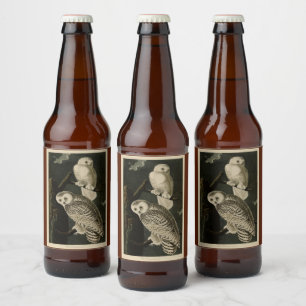 Étiquette Pour Bouteilles De Bière Snowy Owl, John James Audubon's Birds of America