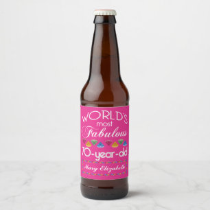Étiquette Pour Bouteilles De Bière soixante-dixième Anniversaire la plupart de rose