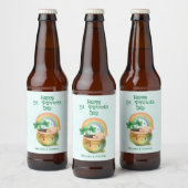 Étiquette Pour Bouteilles De Bière St. Patrick's Day Whimsical Arc-en-ciel et trèfle (Bouteilles)