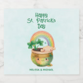 Étiquette Pour Bouteilles De Bière St. Patrick's Day Whimsical Arc-en-ciel et trèfle (Étiquettes simples)