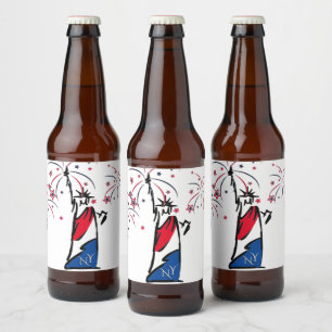 Étiquette Pour Bouteilles De Bière Statue de la Liberté NY Rouge Blanc et Bleu